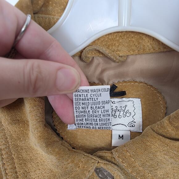 Vintage Live A Little Tan Leather Western Cowgirl Festival Button Up Shirt Sz M - Picture 3 of 9